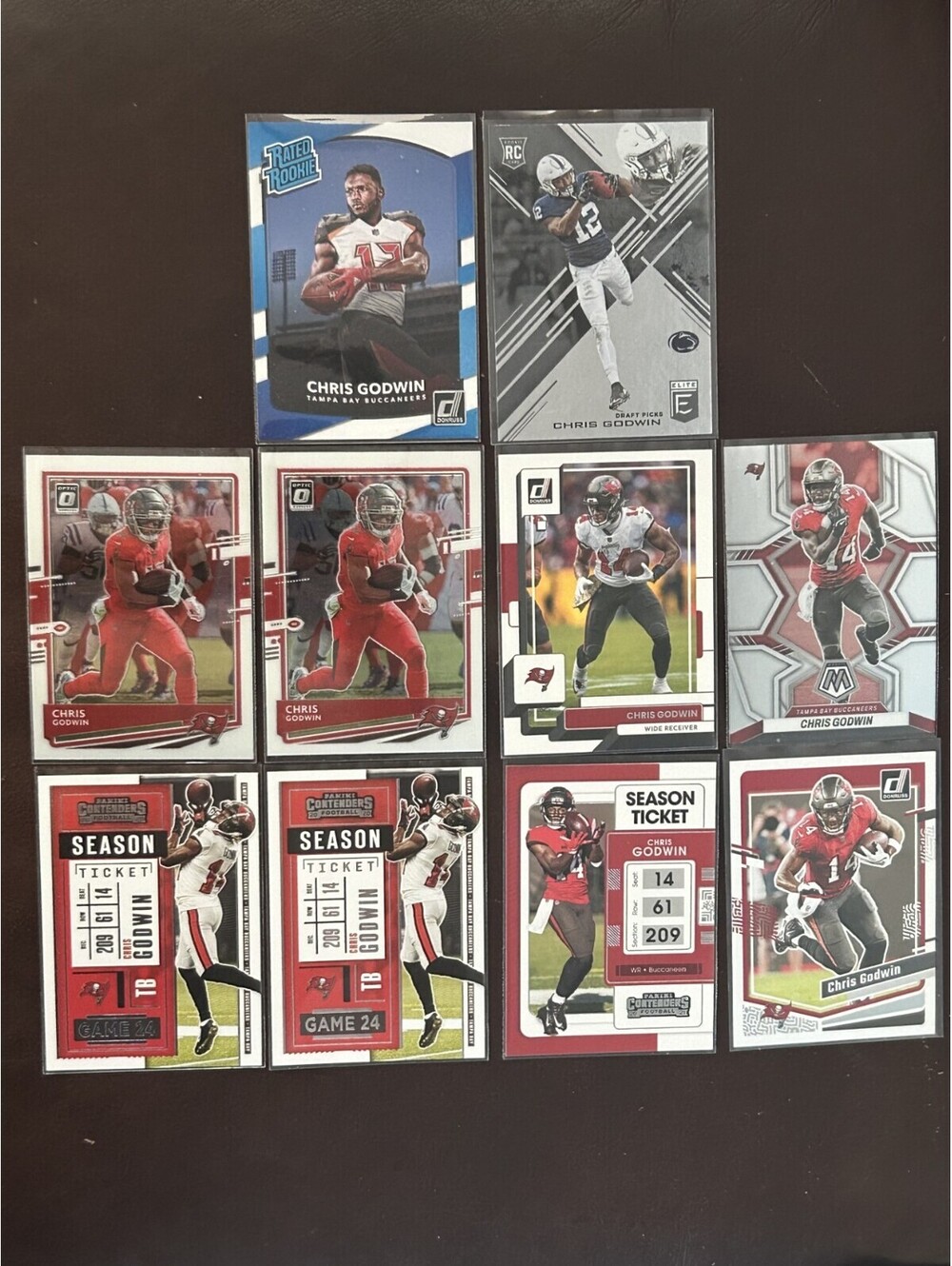 2017 CHRIS GODWIN PANINI ROOKIE CARDS + OPTIC/MOSAIC/CONTENDERS 10 CARD LOT NM